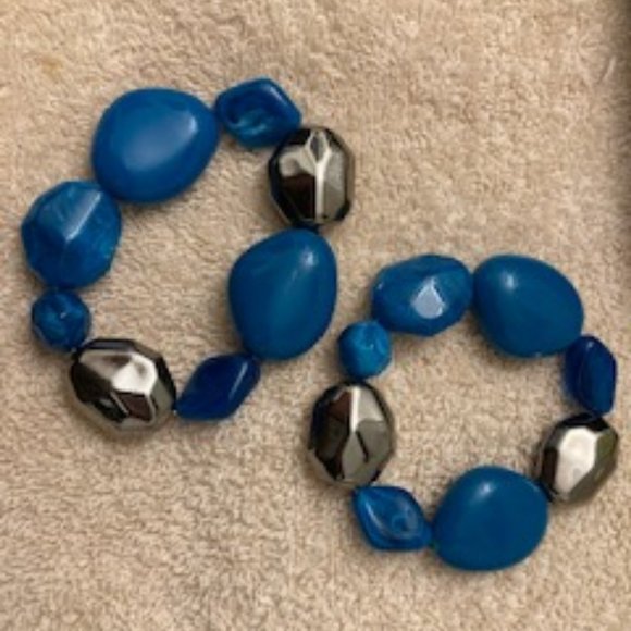 Bracelet Bundle - Assorted Variety of Four (4) Blue Stretch Bracelets - Picture 7 of 8